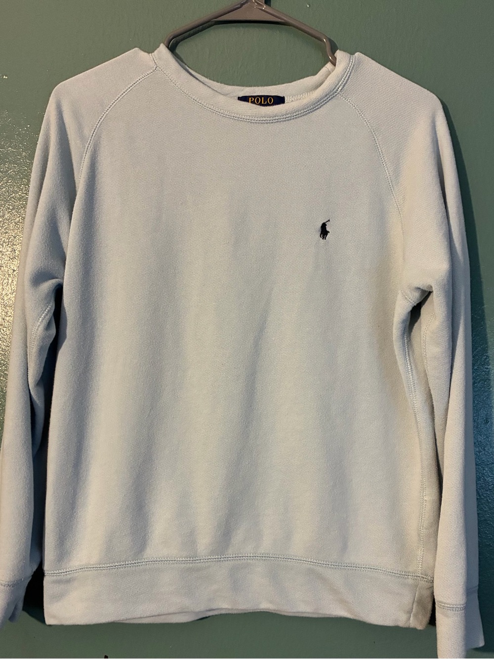 Polo by Ralph Lauren Pale Blue Crewneck Sweater with Navy Pony Boys